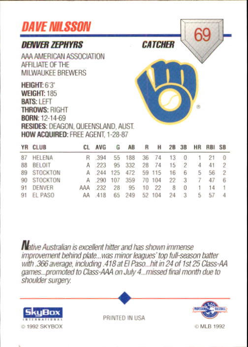 B0451- 1992 SkyBox AAA Baseball Card #'s 1-200 -You Pick- 15+ FREE US SHIP - Picture 133 of 389