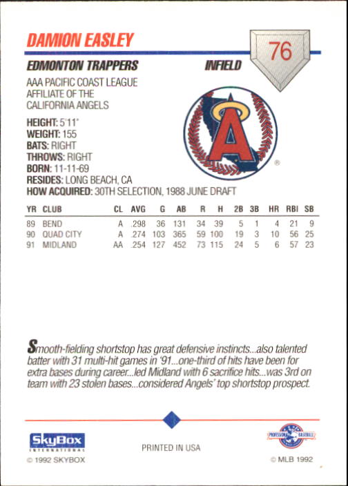 B0451- 1992 SkyBox AAA Baseball Card #'s 1-200 -You Pick- 15+ FREE US SHIP - Picture 147 of 389