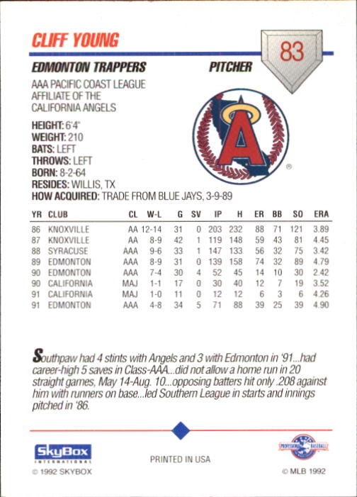 B0451- 1992 SkyBox AAA Baseball Card #'s 1-200 -You Pick- 15+ FREE US SHIP - Picture 161 of 389