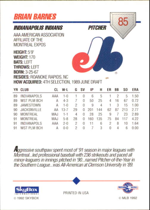 B0451- 1992 SkyBox AAA Baseball Card #'s 1-200 -You Pick- 15+ FREE US SHIP - Picture 165 of 389