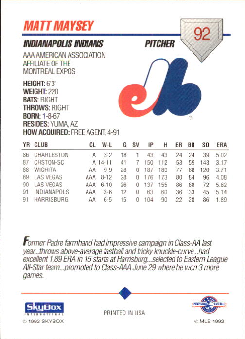 B0451- 1992 SkyBox AAA Baseball Card #'s 1-200 -You Pick- 15+ FREE US SHIP - Picture 179 of 389