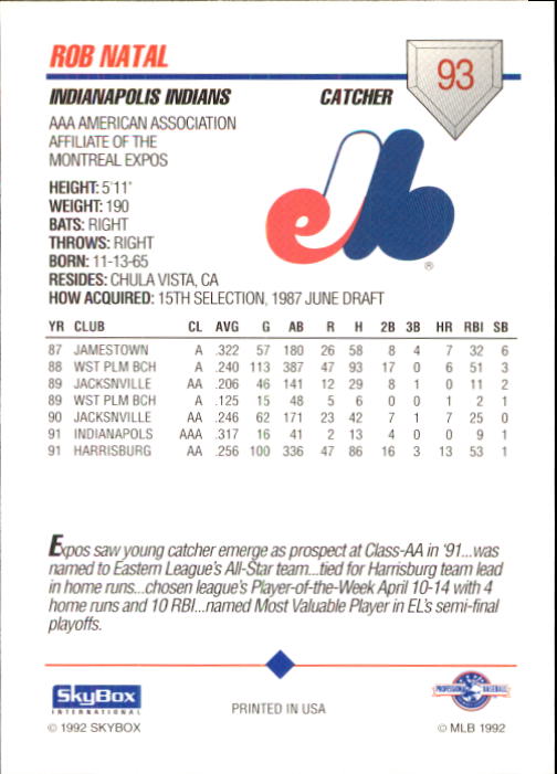 B0451- 1992 SkyBox AAA Baseball Card #'s 1-200 -You Pick- 15+ FREE US SHIP - Picture 181 of 389