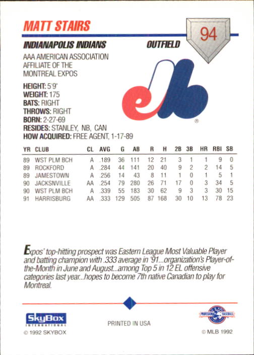 B0451- 1992 SkyBox AAA Baseball Card #'s 1-200 -You Pick- 15+ FREE US SHIP - Picture 183 of 389