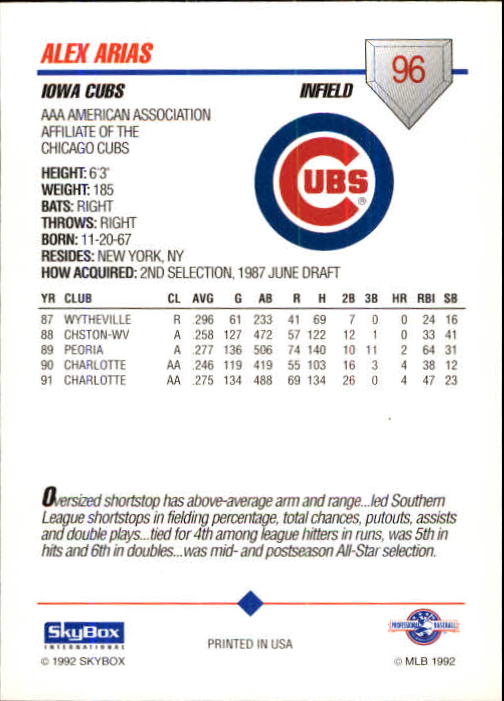 B0451- 1992 SkyBox AAA Baseball Card #'s 1-200 -You Pick- 15+ FREE US SHIP - Picture 187 of 389