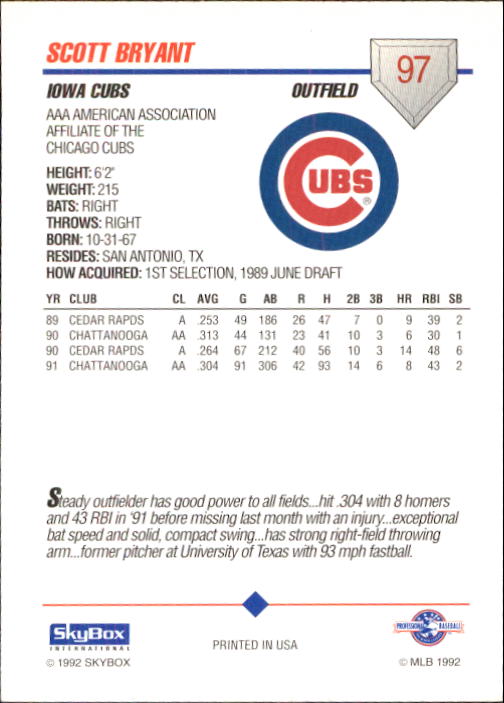 B0451- 1992 SkyBox AAA Baseball Card #'s 1-200 -You Pick- 15+ FREE US SHIP - Picture 189 of 389