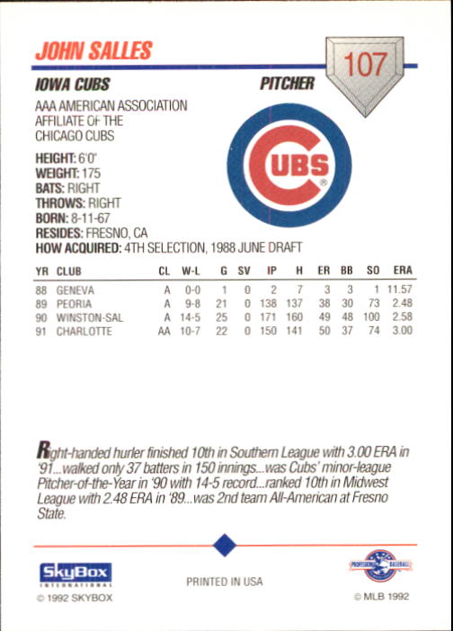 B0451- 1992 SkyBox AAA Baseball Card #'s 1-200 -You Pick- 15+ FREE US SHIP - Picture 209 of 389