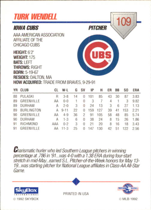 B0451- 1992 SkyBox AAA Baseball Card #'s 1-200 -You Pick- 15+ FREE US SHIP - Picture 213 of 389