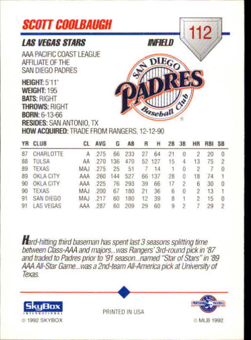 B0451- 1992 SkyBox AAA Baseball Card #'s 1-200 -You Pick- 15+ FREE US SHIP - Picture 217 of 389