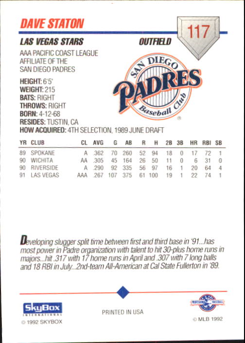 B0451- 1992 SkyBox AAA Baseball Card #'s 1-200 -You Pick- 15+ FREE US SHIP - Picture 227 of 389