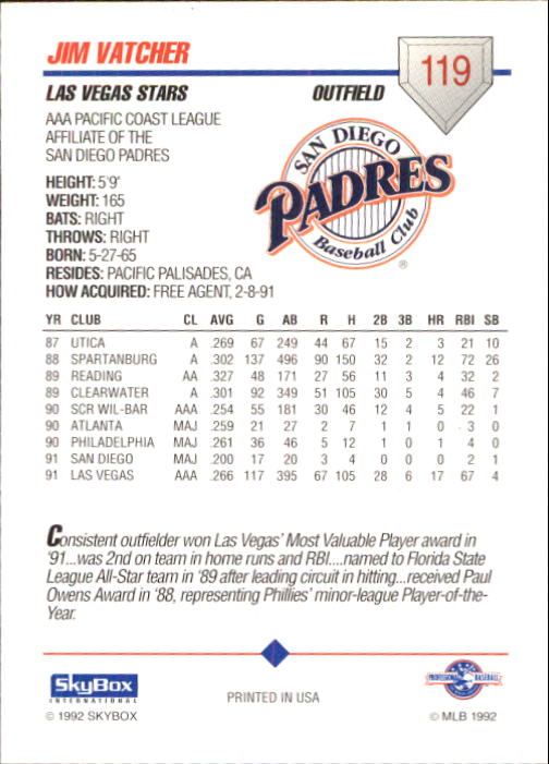 B0451- 1992 SkyBox AAA Baseball Card #'s 1-200 -You Pick- 15+ FREE US SHIP - Picture 231 of 389