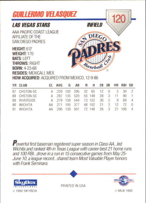 B0451- 1992 SkyBox AAA Baseball Card #'s 1-200 -You Pick- 15+ FREE US SHIP - Picture 233 of 389