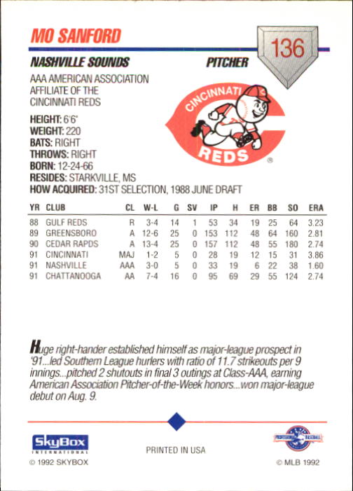 B0451- 1992 SkyBox AAA Baseball Card #'s 1-200 -You Pick- 15+ FREE US SHIP - Picture 263 of 389