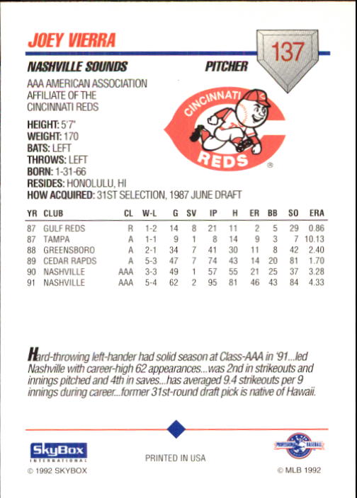 B0451- 1992 SkyBox AAA Baseball Card #'s 1-200 -You Pick- 15+ FREE US SHIP - Picture 265 of 389