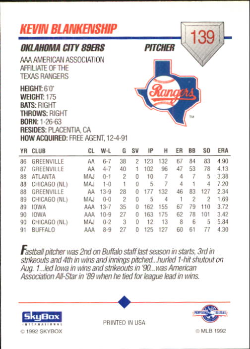 B0451- 1992 SkyBox AAA Baseball Card #'s 1-200 -You Pick- 15+ FREE US SHIP - Picture 269 of 389