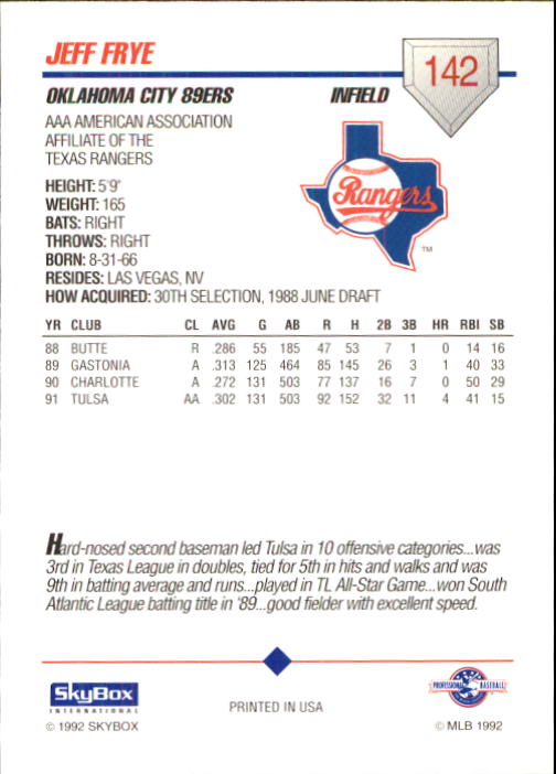 B0451- 1992 SkyBox AAA Baseball Card #'s 1-200 -You Pick- 15+ FREE US SHIP - Picture 275 of 389