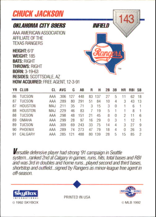 B0451- 1992 SkyBox AAA Baseball Card #'s 1-200 -You Pick- 15+ FREE US SHIP - Picture 277 of 389