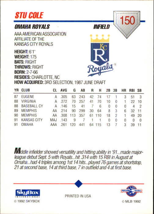 B0451- 1992 SkyBox AAA Baseball Card #'s 1-200 -You Pick- 15+ FREE US SHIP - Picture 289 of 389