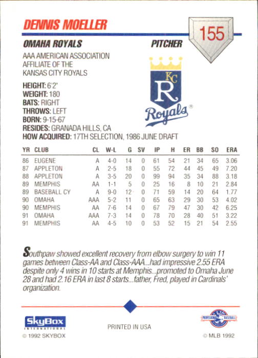 B0451- 1992 SkyBox AAA Baseball Card #'s 1-200 -You Pick- 15+ FREE US SHIP - Picture 297 of 389