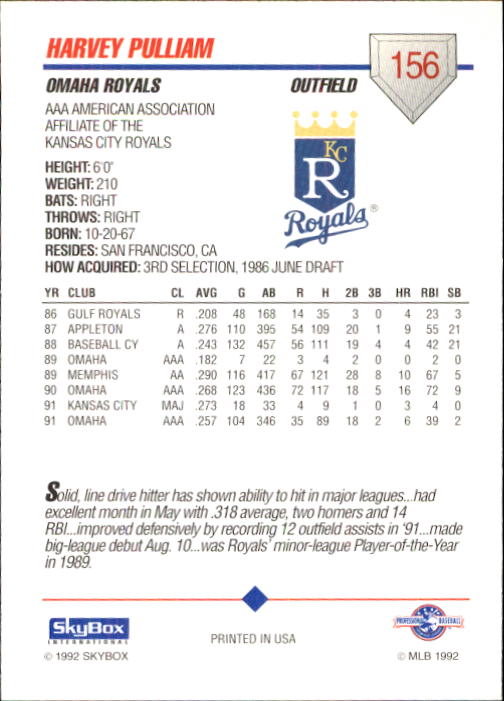 B0451- 1992 SkyBox AAA Baseball Card #'s 1-200 -You Pick- 15+ FREE US SHIP - Picture 299 of 389