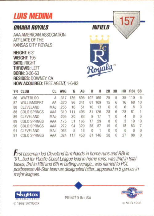 B0451- 1992 SkyBox AAA Baseball Card #'s 1-200 -You Pick- 15+ FREE US SHIP - Picture 303 of 389