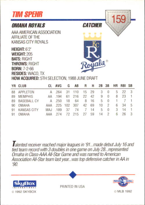 B0451- 1992 SkyBox AAA Baseball Card #'s 1-200 -You Pick- 15+ FREE US SHIP - Picture 307 of 389