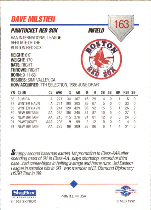 B0451- 1992 SkyBox AAA Baseball Card #'s 1-200 -You Pick- 15+ FREE US SHIP - Picture 315 of 389