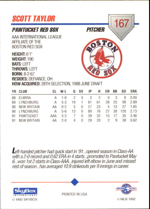 B0451- 1992 SkyBox AAA Baseball Card #'s 1-200 -You Pick- 15+ FREE US SHIP - Picture 323 of 389