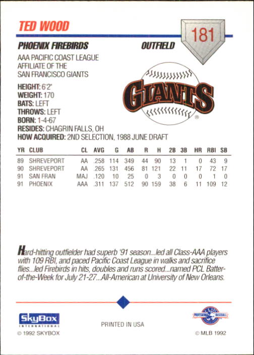 B0451- 1992 SkyBox AAA Baseball Card #'s 1-200 -You Pick- 15+ FREE US SHIP - Picture 351 of 389