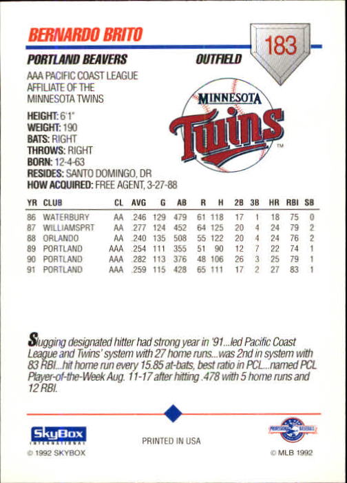 B0451- 1992 SkyBox AAA Baseball Card #'s 1-200 -You Pick- 15+ FREE US SHIP - Picture 355 of 389