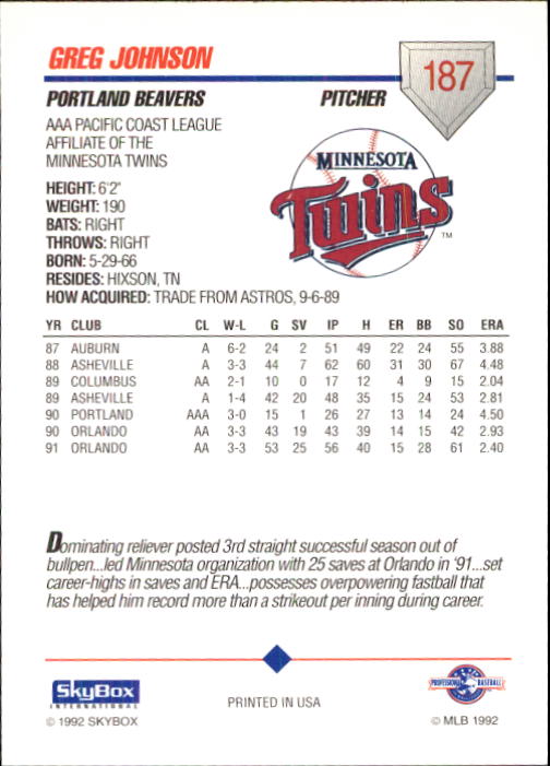 B0451- 1992 SkyBox AAA Baseball Card #'s 1-200 -You Pick- 15+ FREE US SHIP - Picture 363 of 389