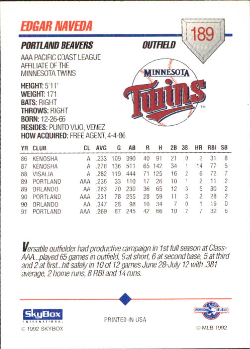 B0451- 1992 SkyBox AAA Baseball Card #'s 1-200 -You Pick- 15+ FREE US SHIP - Picture 367 of 389