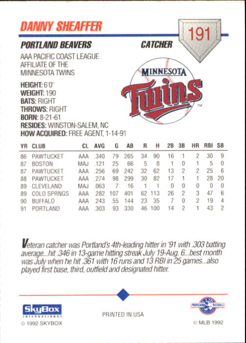 B0451- 1992 SkyBox AAA Baseball Card #'s 1-200 -You Pick- 15+ FREE US SHIP - Picture 371 of 389