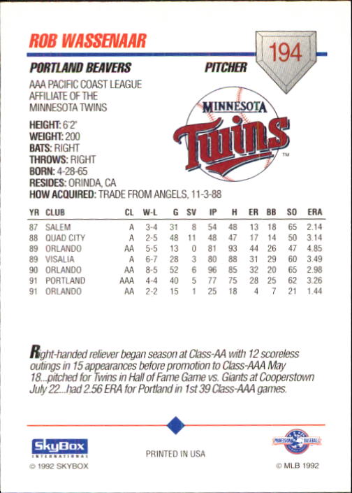 B0451- 1992 SkyBox AAA Baseball Card #'s 1-200 -You Pick- 15+ FREE US SHIP - Picture 377 of 389