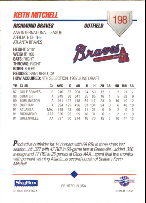 B0451- 1992 SkyBox AAA Baseball Card #'s 1-200 -You Pick- 15+ FREE US SHIP - Picture 385 of 389