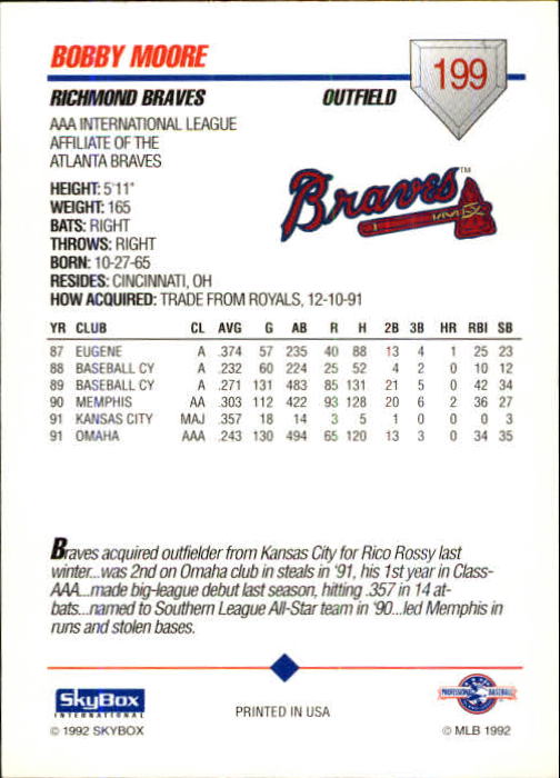 B0451- 1992 SkyBox AAA Baseball Card #'s 1-200 -You Pick- 15+ FREE US SHIP - Picture 387 of 389