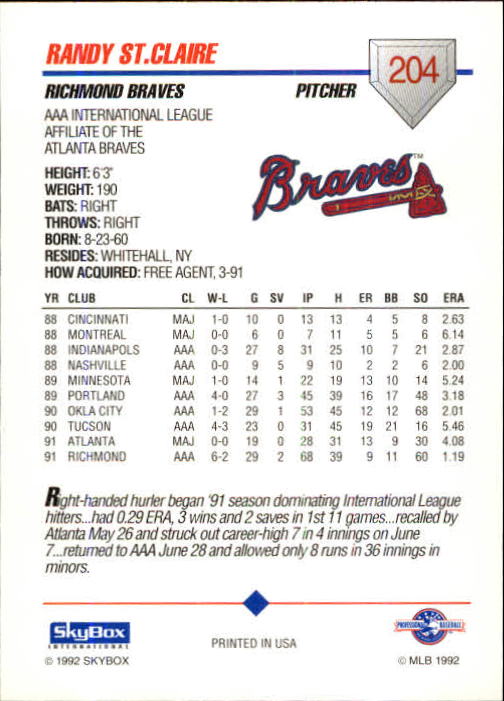 B0451- 1992 SkyBox AAA Baseball Card #s 201-310 -You Pick- 15+ FREE US SHIP - Picture 9 of 219