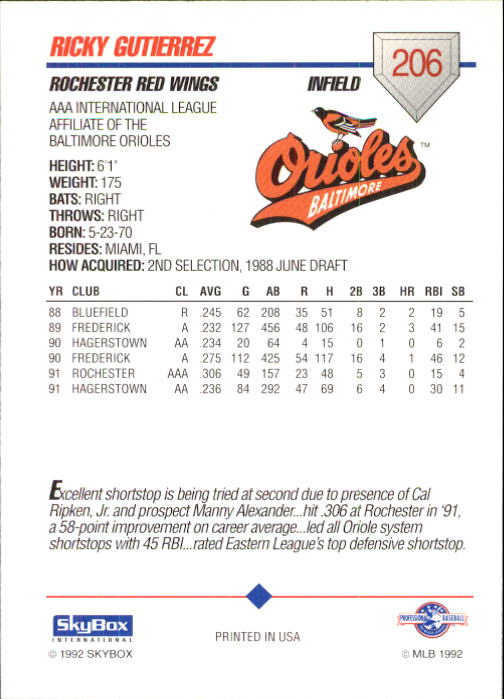 B0451- 1992 SkyBox AAA Baseball Card #s 201-310 -You Pick- 15+ FREE US SHIP - Picture 13 of 219
