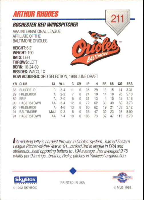B0451- 1992 SkyBox AAA Baseball Card #s 201-310 -You Pick- 15+ FREE US SHIP - Picture 23 of 219