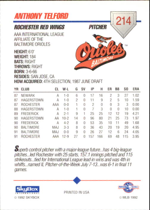 B0451- 1992 SkyBox AAA Baseball Card #s 201-310 -You Pick- 15+ FREE US SHIP - Picture 29 of 219