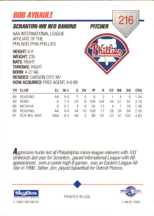 B0451- 1992 SkyBox AAA Baseball Card #s 201-310 -You Pick- 15+ FREE US SHIP - Picture 33 of 219