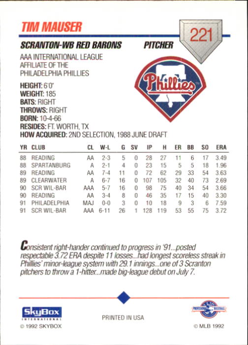 B0451- 1992 SkyBox AAA Baseball Card #s 201-310 -You Pick- 15+ FREE US SHIP - Picture 43 of 219