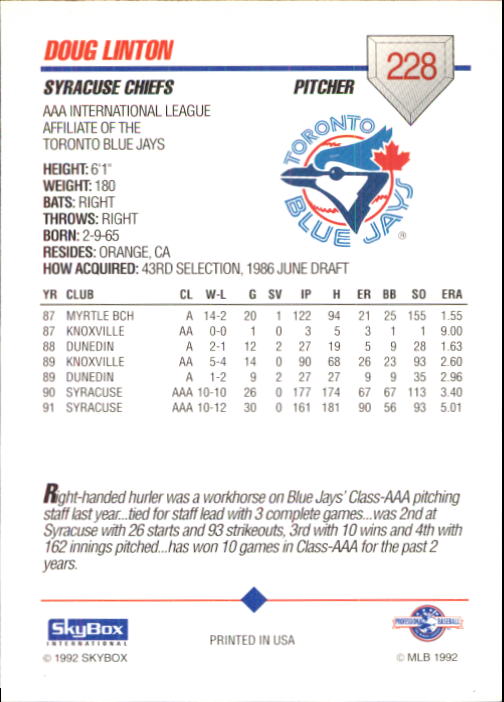 B0451- 1992 SkyBox AAA Baseball Card #s 201-310 -You Pick- 15+ FREE US SHIP - Picture 57 of 219