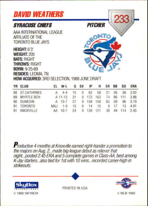 B0451- 1992 SkyBox AAA Baseball Card #s 201-310 -You Pick- 15+ FREE US SHIP - Picture 67 of 219