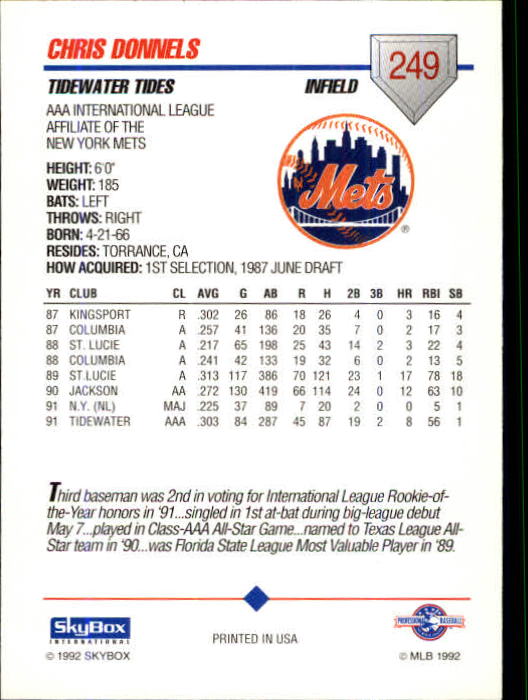 B0451- 1992 SkyBox AAA Baseball Card #s 201-310 -You Pick- 15+ FREE US SHIP - Picture 97 of 219