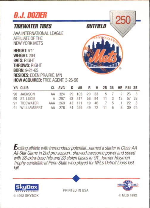 B0451- 1992 SkyBox AAA Baseball Card #s 201-310 -You Pick- 15+ FREE US SHIP - Picture 99 of 219