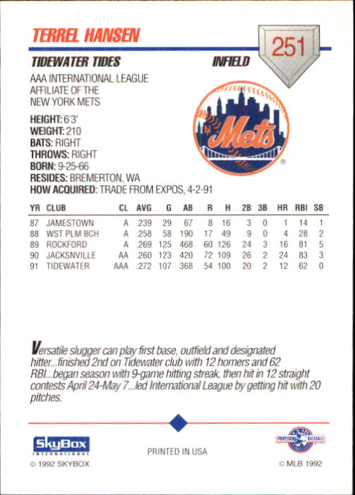 B0451- 1992 SkyBox AAA Baseball Card #s 201-310 -You Pick- 15+ FREE US SHIP - Picture 101 of 219