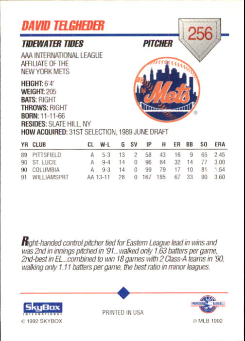 B0451- 1992 SkyBox AAA Baseball Card #s 201-310 -You Pick- 15+ FREE US SHIP - Picture 111 of 219