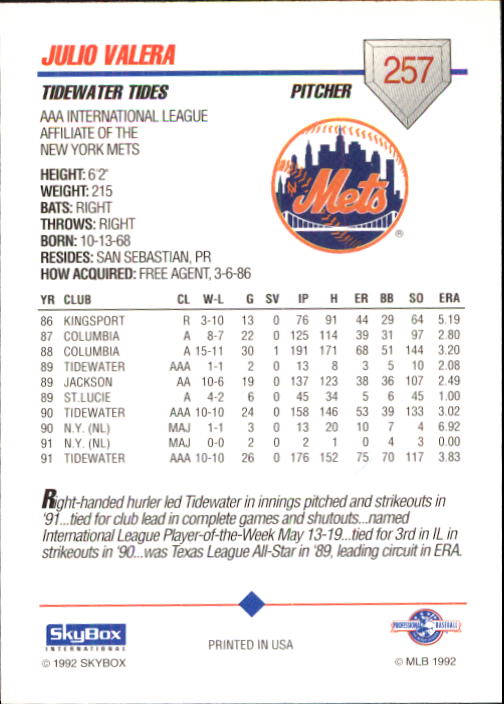B0451- 1992 SkyBox AAA Baseball Card #s 201-310 -You Pick- 15+ FREE US SHIP - Picture 113 of 219