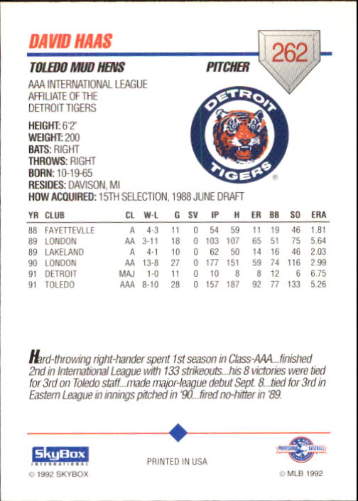B0451- 1992 SkyBox AAA Baseball Card #s 201-310 -You Pick- 15+ FREE US SHIP - Picture 123 of 219