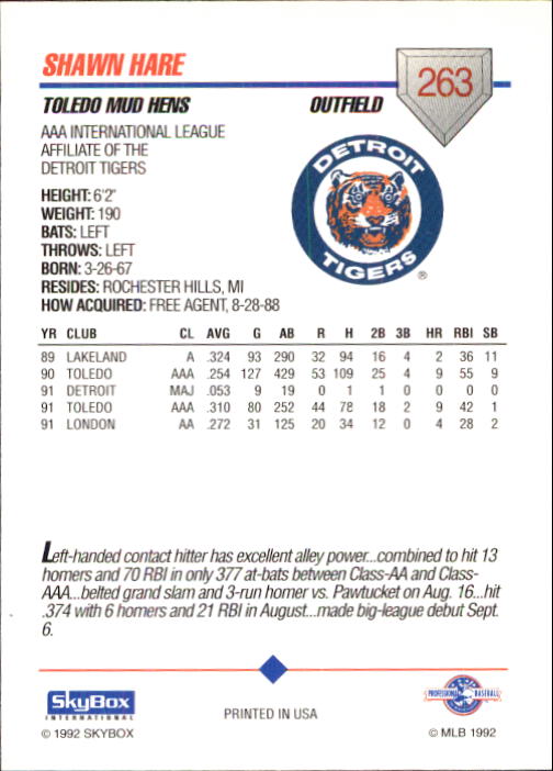 B0451- 1992 SkyBox AAA Baseball Card #s 201-310 -You Pick- 15+ FREE US SHIP - Picture 125 of 219